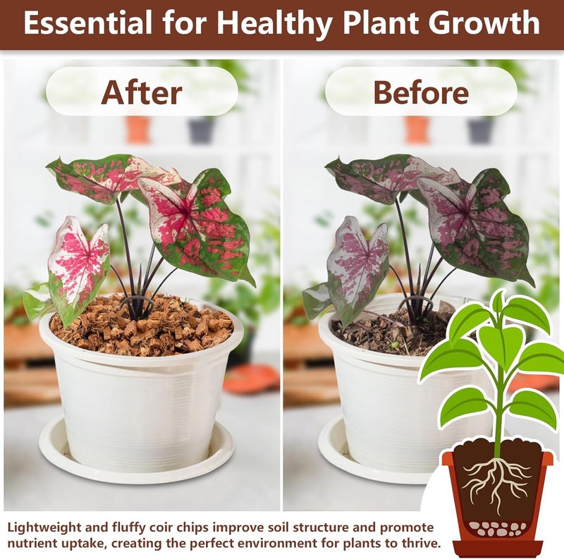 Legigo 4 Pack Coco Coir Chips for Plants- 4.4 LB 100% Organic Coconut Chips Brick Potting Mix with Low EC & PH Balance, Coconut Husk Substrate Coco Husk Mulch for Garden, Planting, Orchid and Soil Mix - Image 4